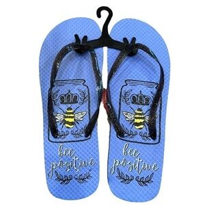 “Bee Positive” Summer Flip Flops, Size M 7/8